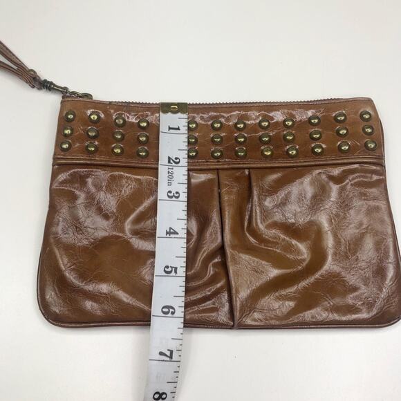 Y2k Express Brown Studded Leather Wristlet - Picture 6 of 7